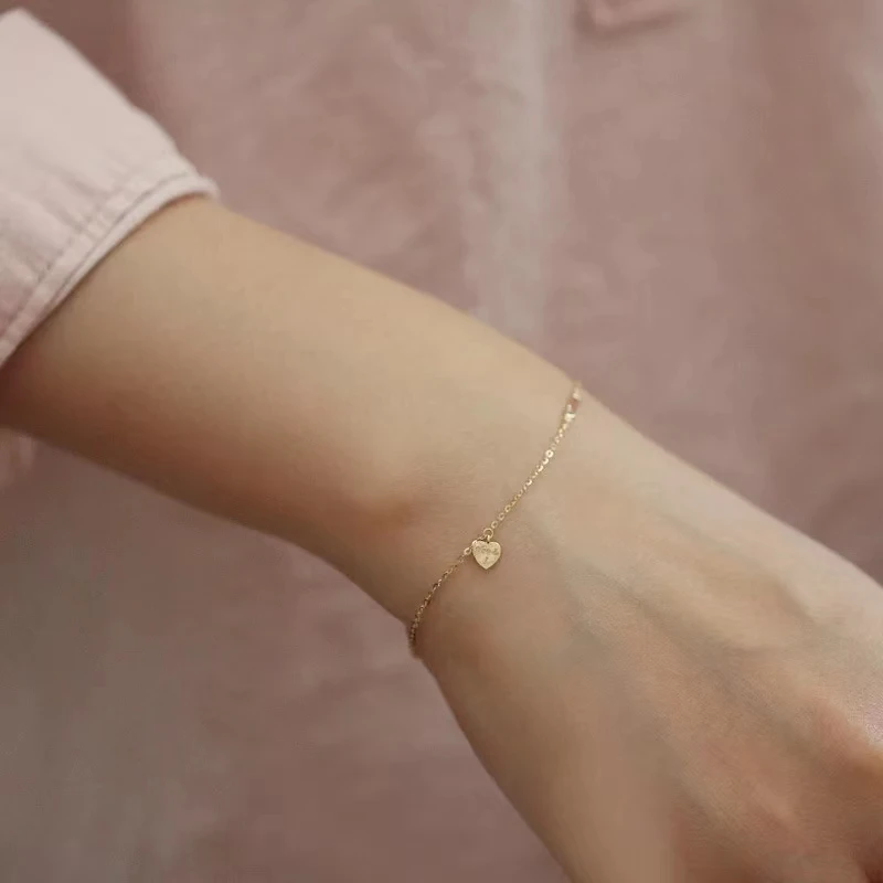 Metiseko 925 Sterling Silver Letter Heart Bracelet Paper Clip You and I Thin Chain Bracelet for Women