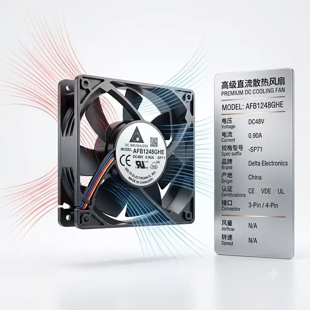 For DELTA AFB1248GHE DC Brushless Fan 48V 0.90A 120x120x38mm High Speed Large Airflow Communication Server Cabinet Cooling Fan