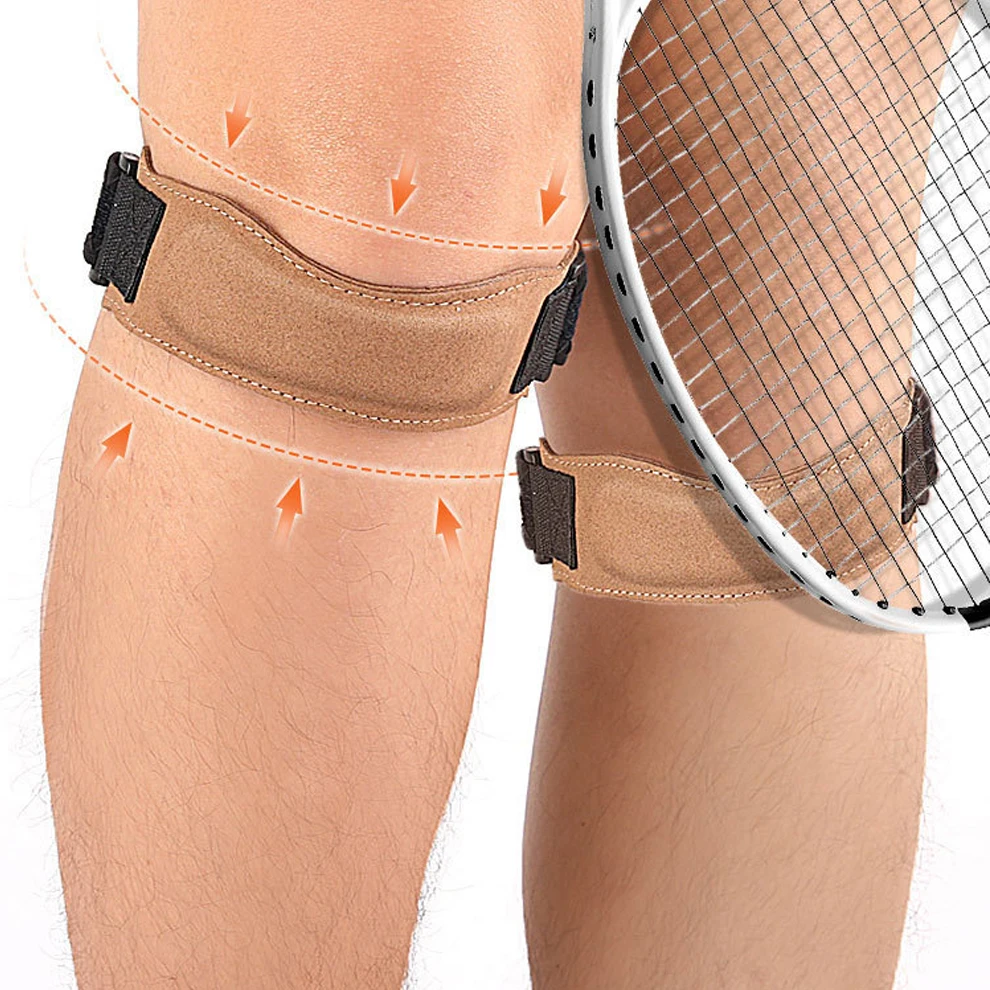 

1pc Knee Patellar Tendon Knee Support Strape Brace Adjustable Shock Absorption Compression Knee Pad Sleeve Microfiber Leather