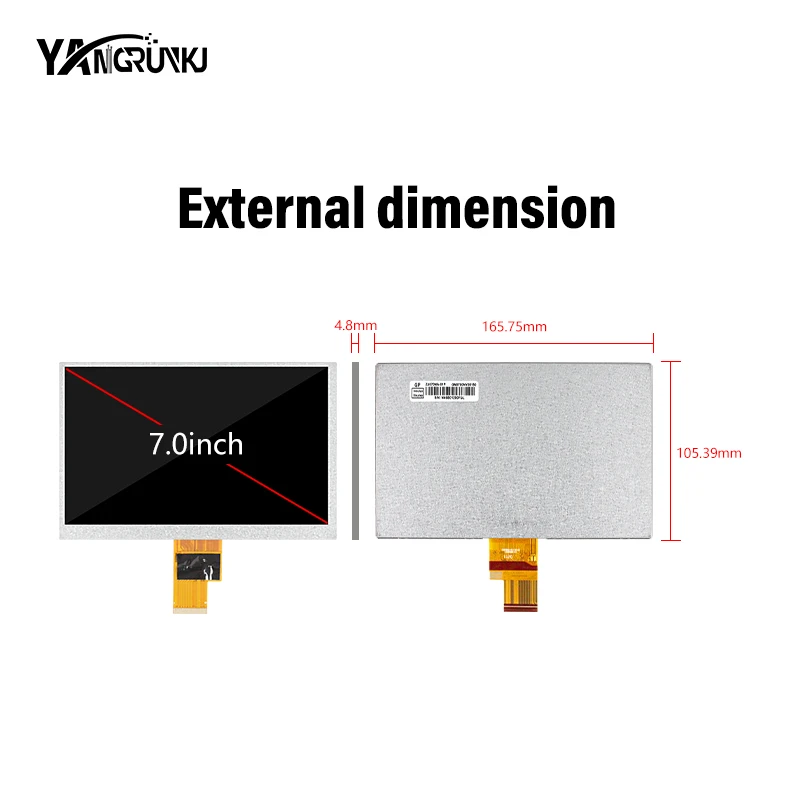 7.0 inch 1024(RGB)x600 OEM/ODM Factory direct sales lcd display ZJ070NA-01P  for Automotive Device