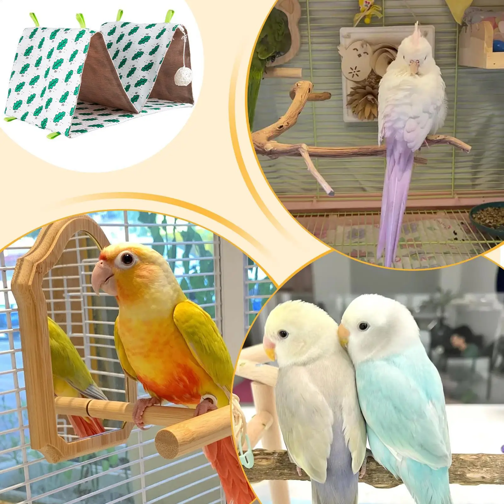 Кровать для попугая, двойная пещера, гнездо для попугая, треугольная дышащая кровать для отдыха в виде попугая для разведения, сна, обогащение, игровое окно на открытом воздухе Кровать для попугая, двойная пещера, гнездо для попугая, треугольная дышащая кровать для отдыха в виде попугая для разведения, сна, обогащение, игровое окно на открытом воздухе