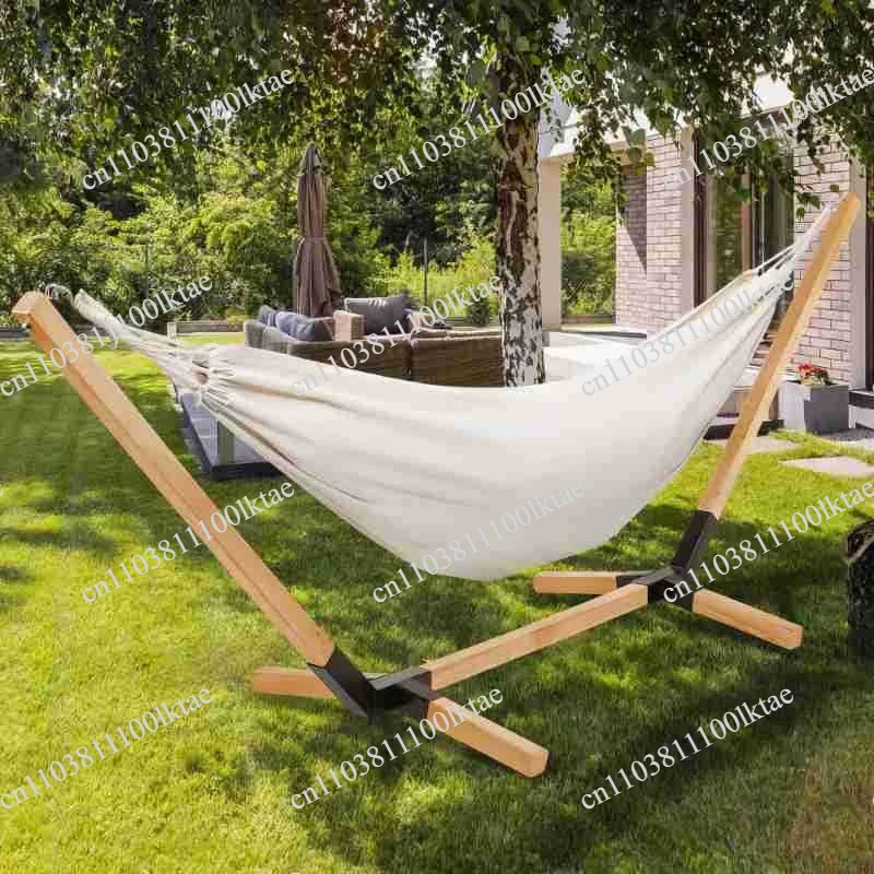 Hammock Outdoor Swing with Bracket Terrace Household Single Wooden Bracket Recreational Camping Removable