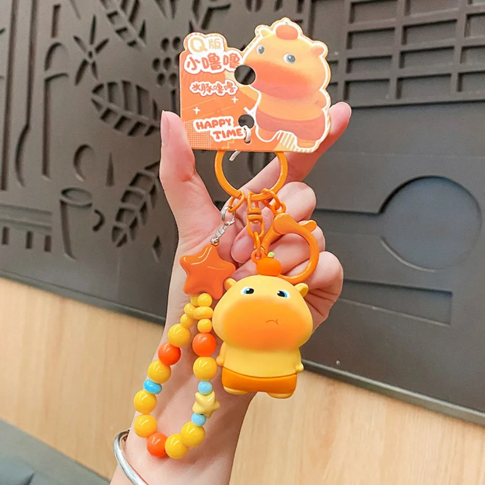 

Creative PVC Capybara Key Ring Bag Charm Cute Expression Lulu Doll Keychain Beading Q-version Cartoon Phone Chain Gifts