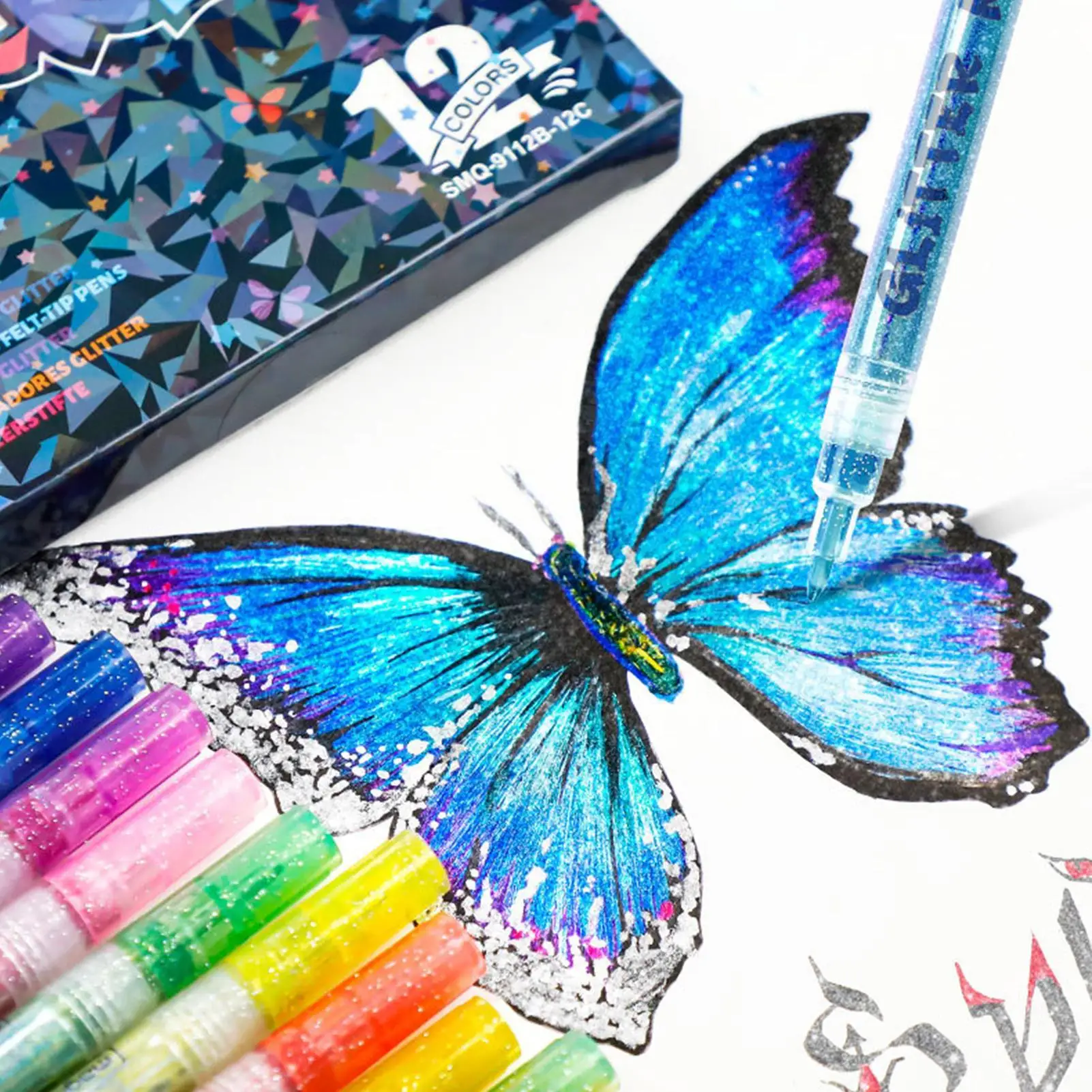 Glitter Markers Quick-Drying Painting Pens Card Making Drawing Pens For Kids Teens Adults Students Artists Teachers Home Office