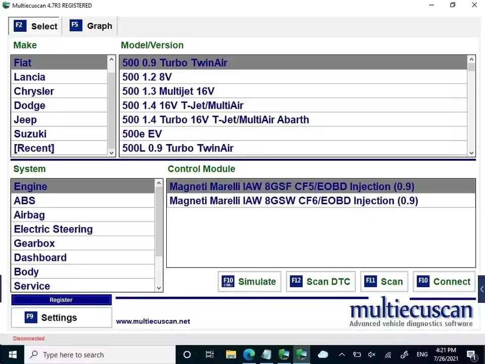 

Software multiecuscan V4.8 registrado para escáner Fiat, escaneo multiecu ilimitado, funciona con herramienta de diagnóstico ELM