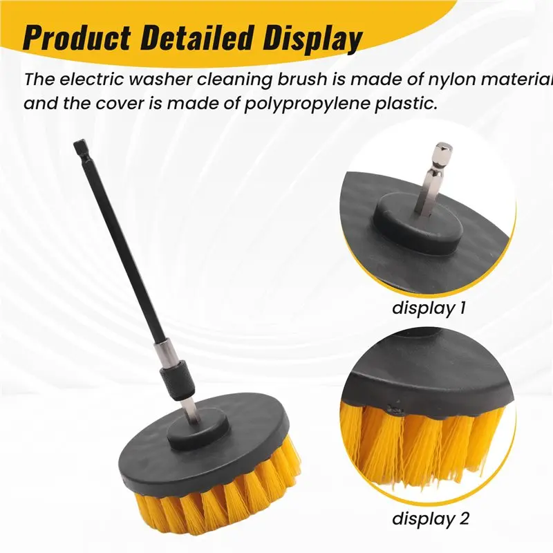 2025 Trend Drill Brush Attachment Set Power Scrubber Brush With 1Pcs Extend Long Attachment, Drill Scrub Brush For Cleaning