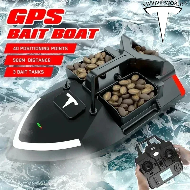 VWVIVIDWORLD 2024New\40GPS \24000mAh\RC Fishing Bait Boat\2KG Loading \500M \Night Light \Cruise/Return/Route Correction\VX