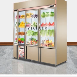 ZF Display Cabinet Commercial Fryer Barbecue Maocai Vertical Three-Door Refrigerated Cabinet Preservation Freezer