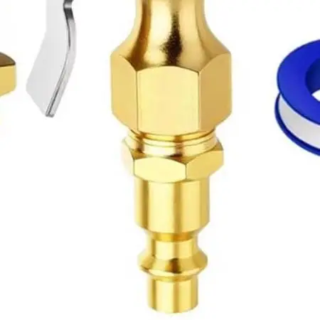Inflation Nozzle Pneumatic Chuck Closed Flow Design Ball-type Closure 1 4 Inch FNPT Twist Installation Yellow Copper Set