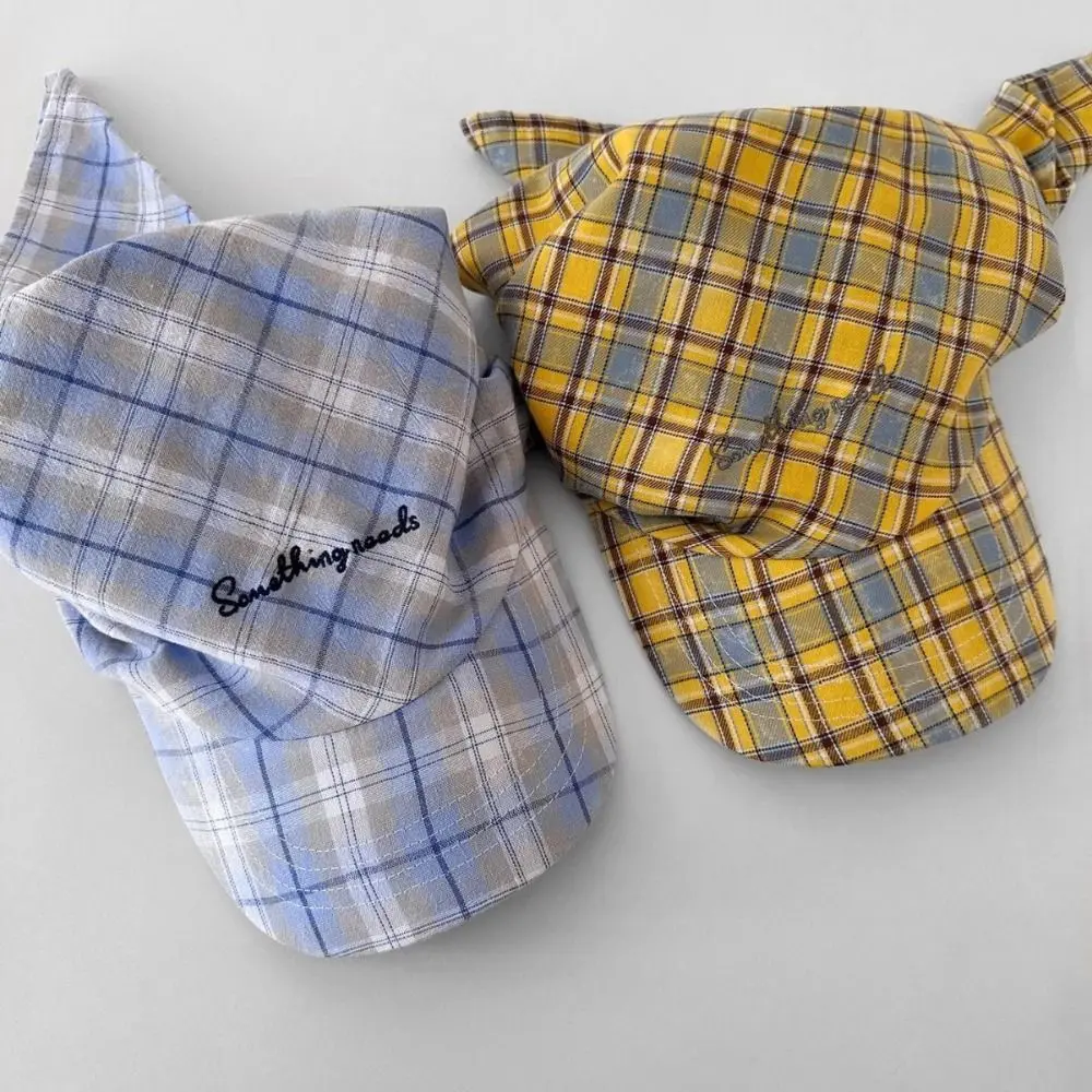 

Casual Plaid Headscarf Baseball Cap Korean Style Jennie Same Style Sunscreen Beach Hats Nylon Baseball Hat Peaked Cap Girl