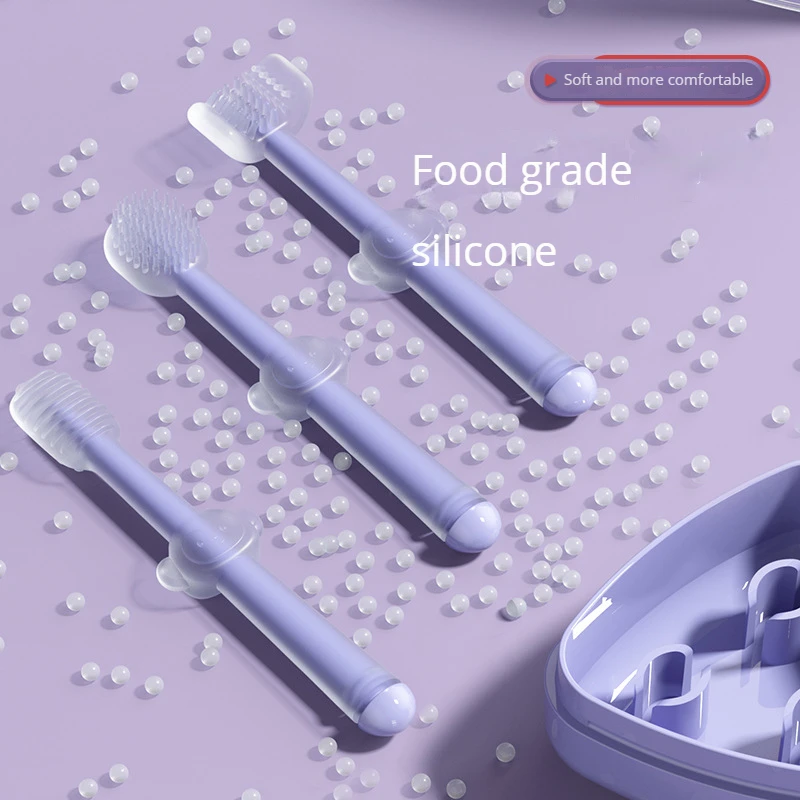 Baby toothbrush infant nipple silicone newborn baby brushing 0-1 years old tongue coating oral cleaning three per package