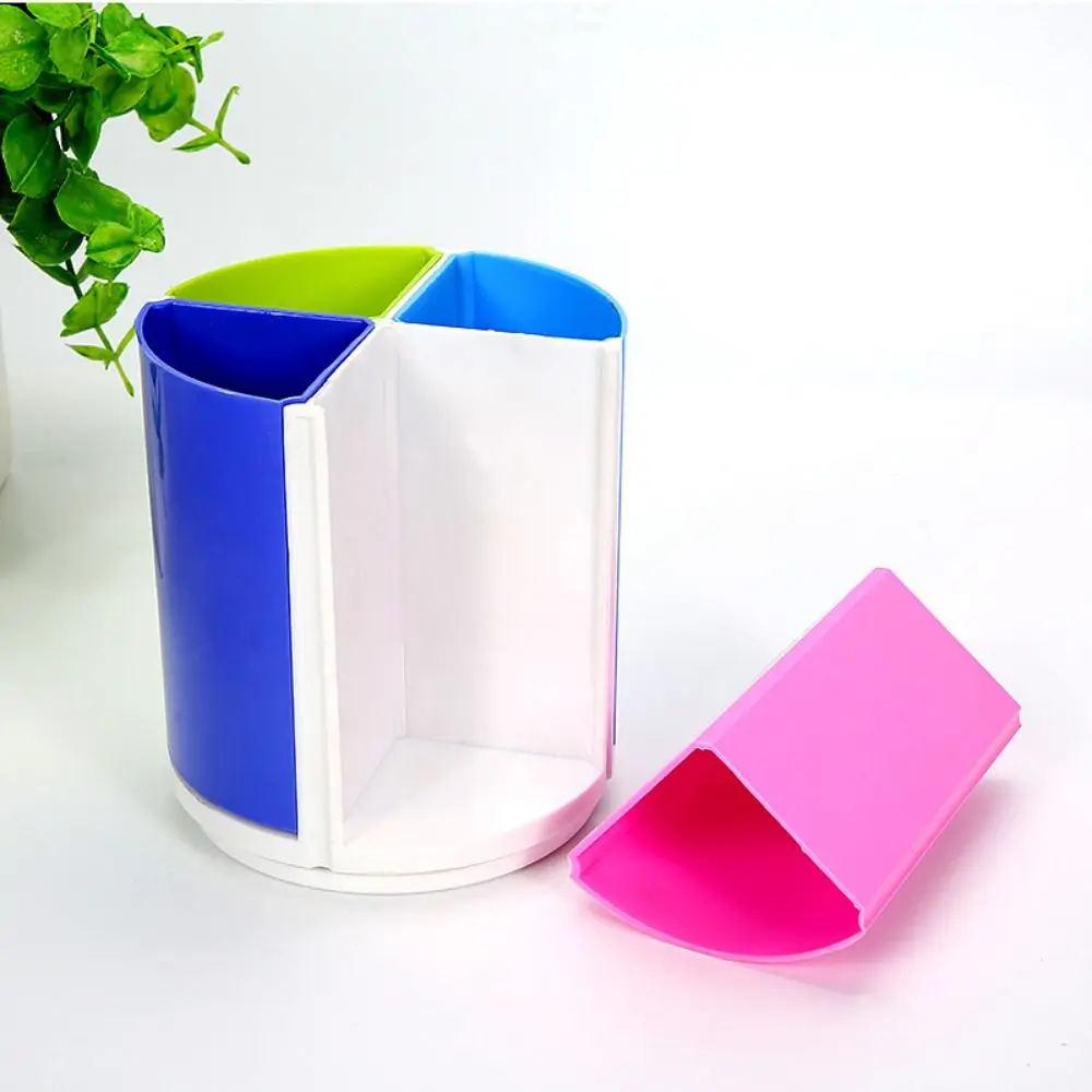 360 Degree Rotating Pencil Pen Holder Colorful 4 Slots Desktop Stationery Organizer Creative Personality Rotatable Pen Stand