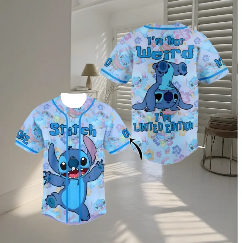 2025 New Disney Stitch Campus Style Baseball Jacket Student Party Trendy T-shirt Spring and Autumn Unisex Casual Sports Top