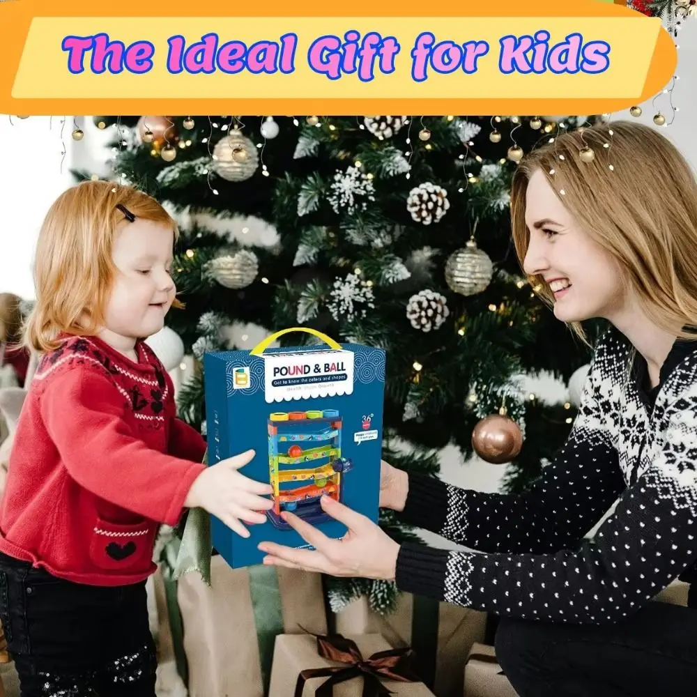 Plastic Slide Rolling Ball Ramp Interactive Stacking 5-Layer Colorful Track Montessori Colorful Track Knocking Ball