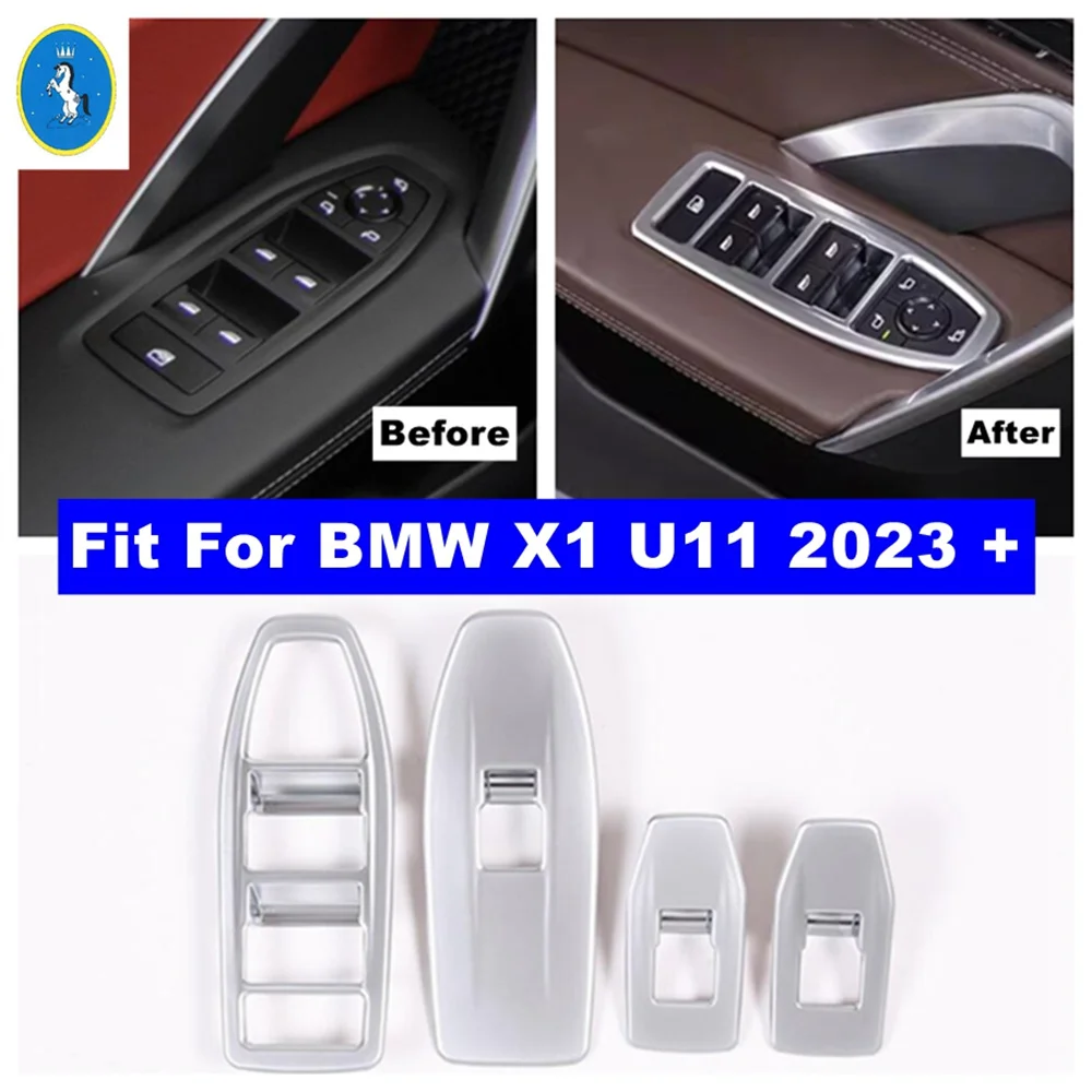 

Matte Auto Inner Door Armrest Window Glass Lift Button Switch Control Decor Cover For BMW X1 U11 2023 2024 Interior Accessories