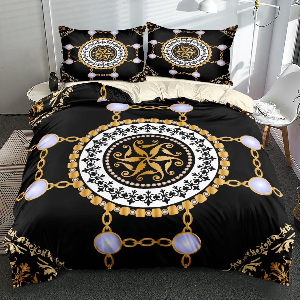 3D Luxury Cicle Baroque Euro Bed Linen Fashion Duvet/Quilt Cover Set Twin Full Queen King Size 203x230cm Bedding Set Bedrooms