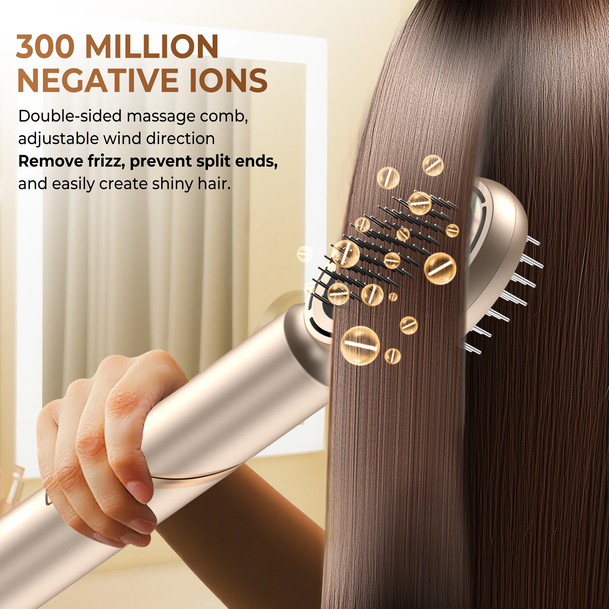 Hair Dryer 8 in 1 Hair Styler Tools Complete Set Salon Brushless Motor 110000rpm Professional Blower Dryer, Champagne Color