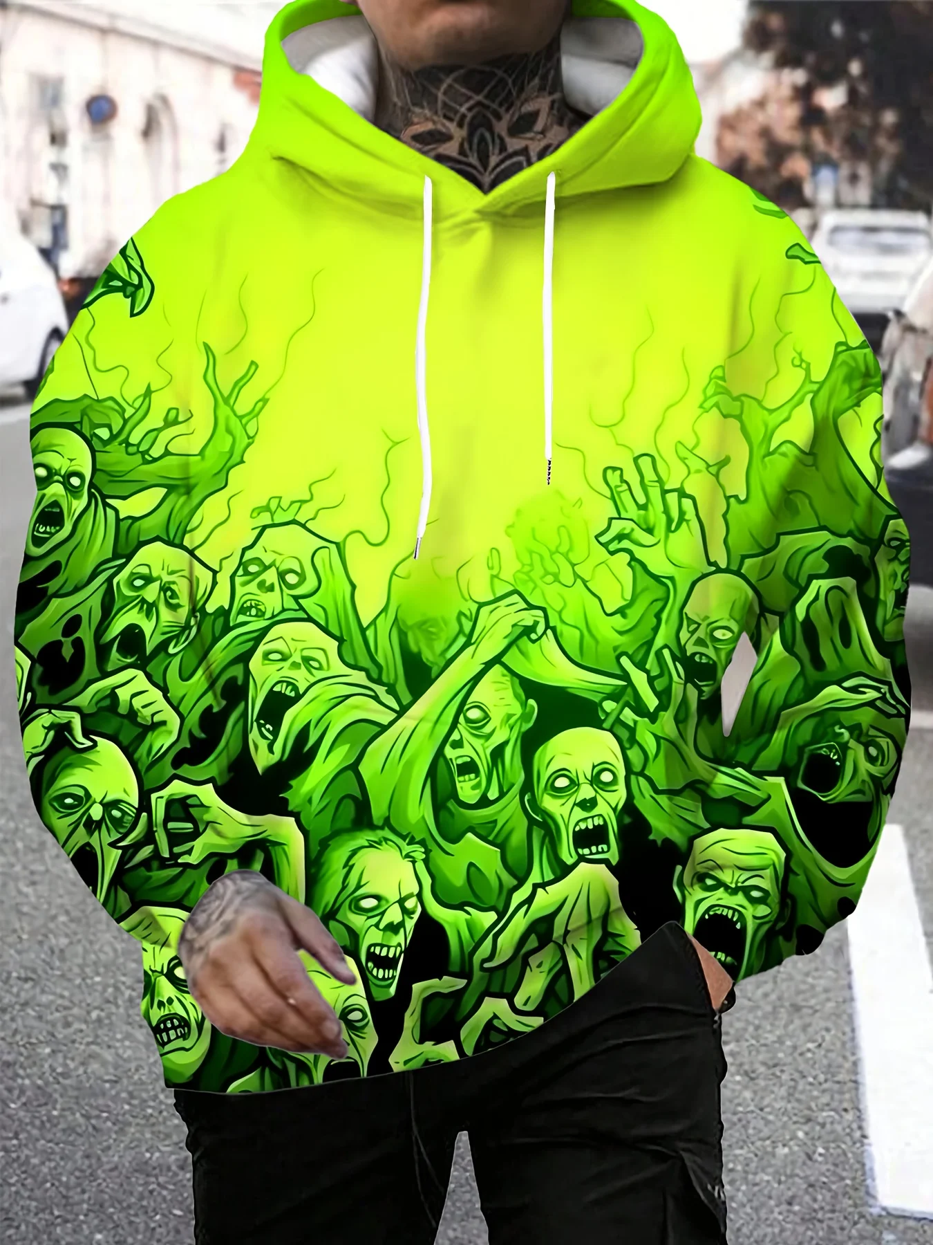Scary skeleton 3D print hoodie casual fashion street wear jumper sportswear