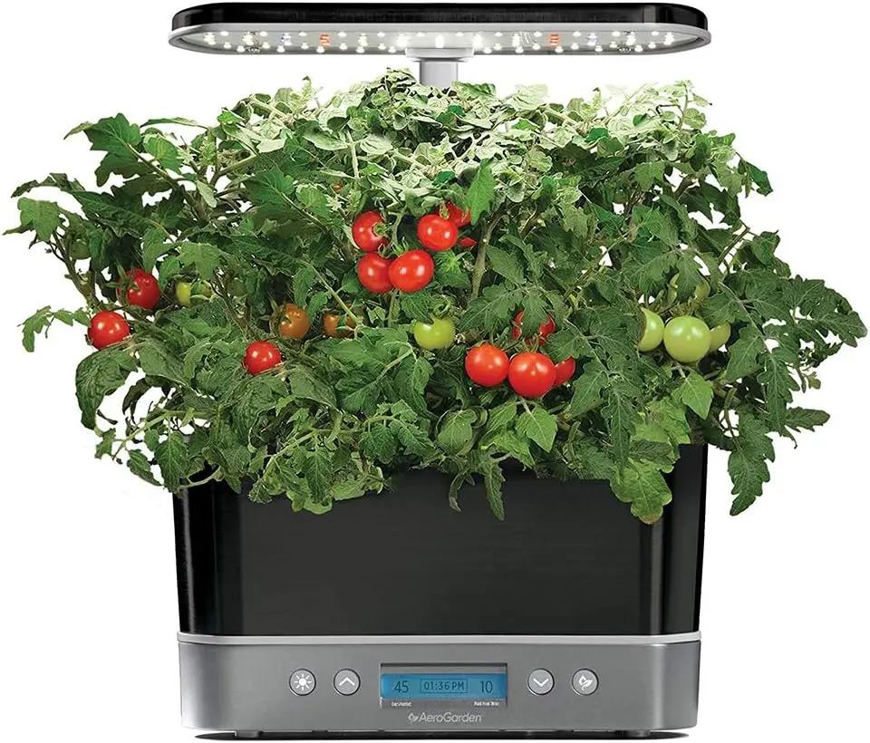 AeroGarden Harvest Elite Indoor Garden Hydroponic System with LED Grow Light and Herb Kit, Holds up to 6 Pods, Platinum