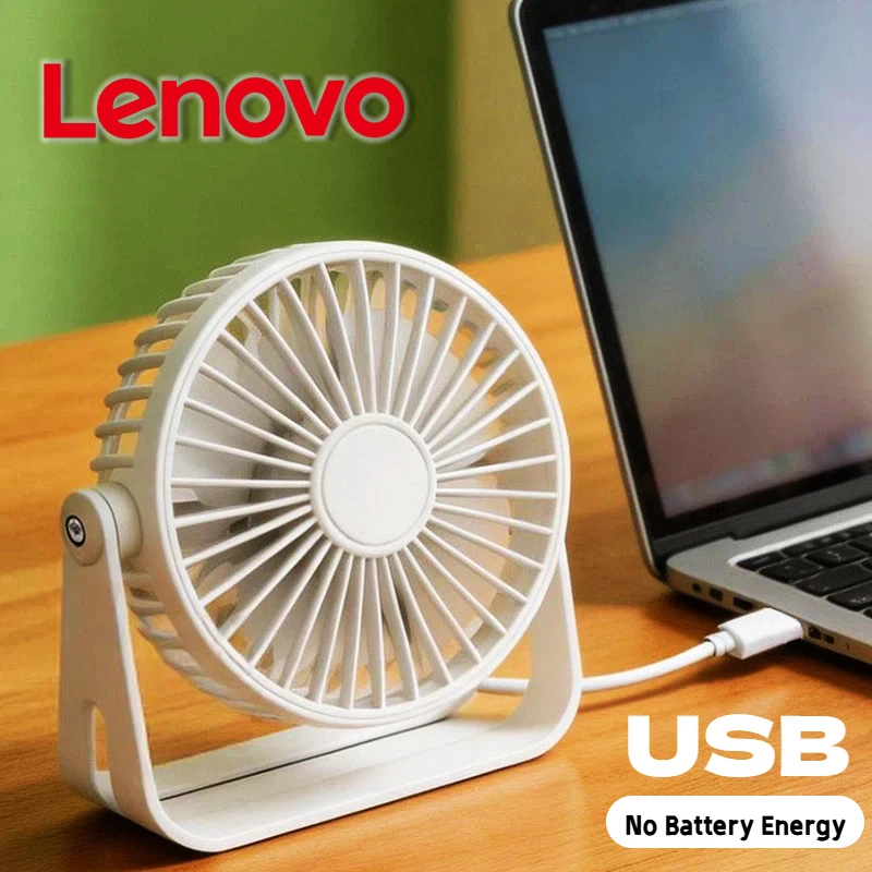 Lenovo Portable Desktop Fan Desk Fan USB No Battery Energy Saving Silent Adjustable Desktop For Bedroom Student Dormitory New