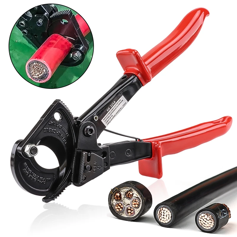 Ratcheting Cable Cutter Tool Heavy Duty Aluminum Copper For Cutting Electrical Wire Up to 240mm²/10.23Inch Cutter Pliers HS-325A