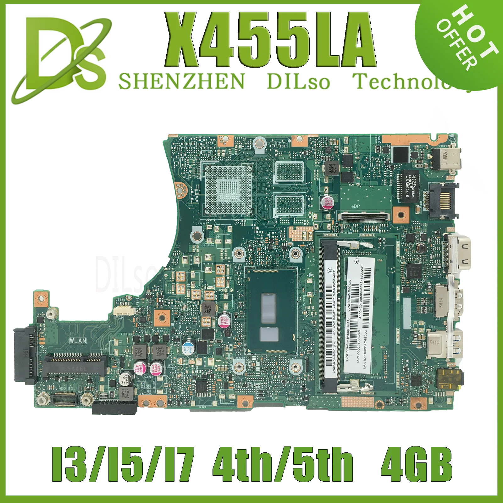 Imagem -02 - Placa Mãe Asus para X455ld X455lj X455la R454l X455lf X455lb K455l A455l Rev 3.1 2.1 Laptop Motherboard i3 i5 i7 4th 5th Ram4gb