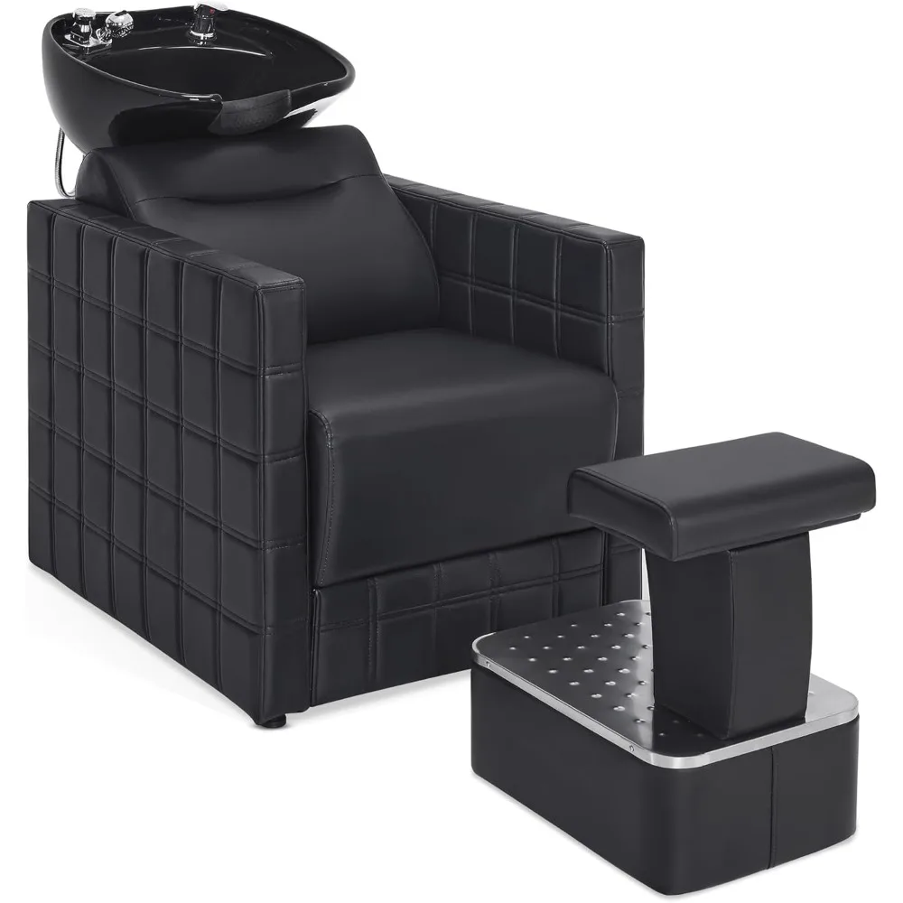 

Shampoo Station Chairs, Salon Shampoos Bowl and Chair Set for Hair Stylist, Shampoo Barber Chair for Salon Spa Barbershop