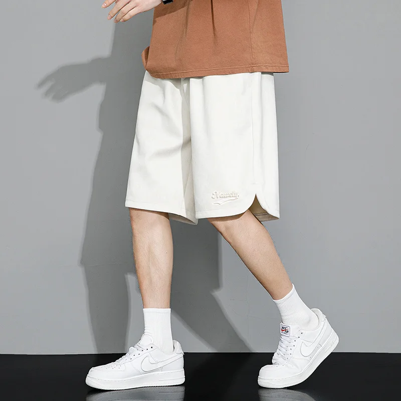 

Men'S Summer Casual Shorts Suede Five Pants Loose Basketball Sports Streetwear Drawstring Long