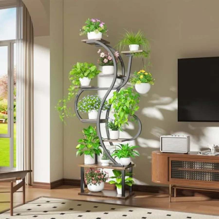 

Plant Stand Indoor with Grow Light 9 Tiered Indoor Plant Stand 68" Tall Flower Stand Plant Shelf Indoor hape Plant Holder Versa