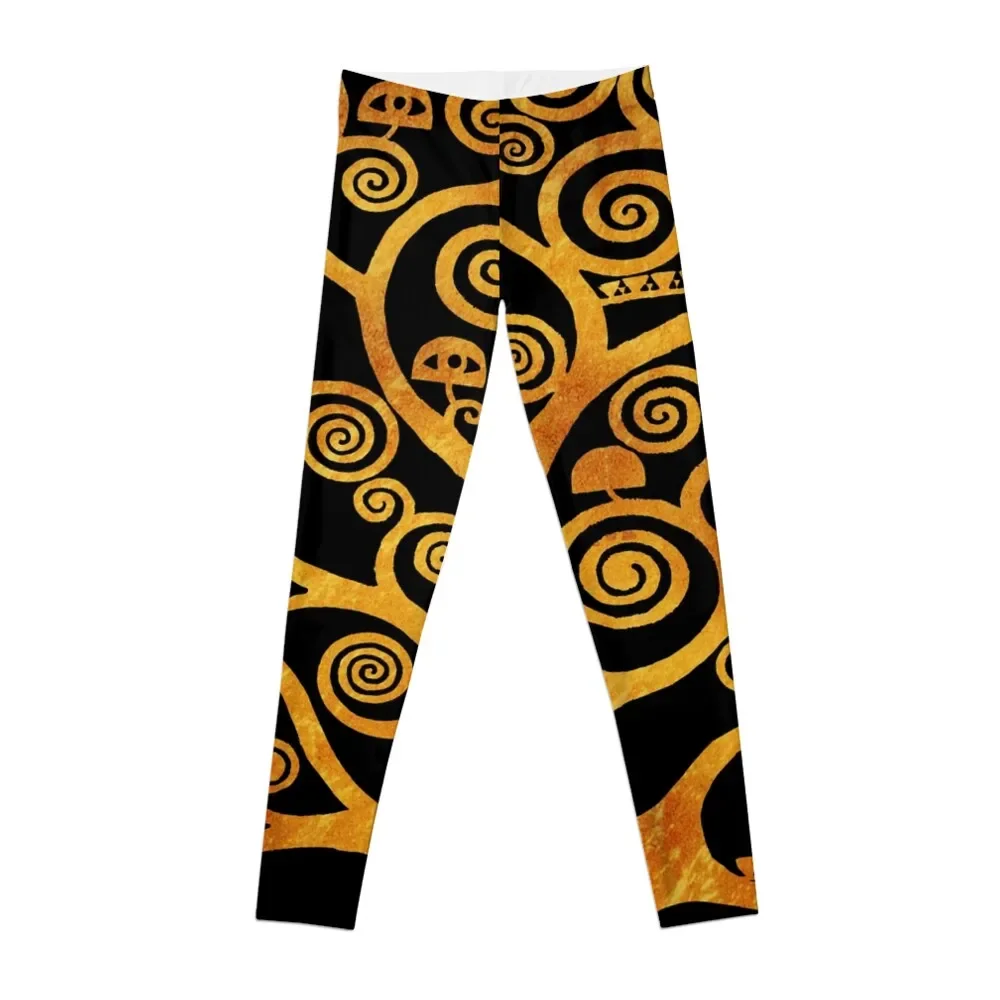

Klimt Tree Gold & Black Leggings sporty woman push up Women's sportswear Womens Leggings