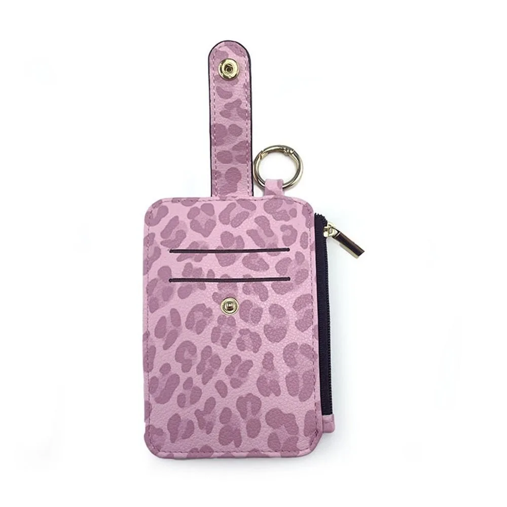 

PU Leather Slim Mini Coin Pocket Waterproof Multi-function Leopard Print Wallet Portable Wear-resistant Zipper Coin Purse