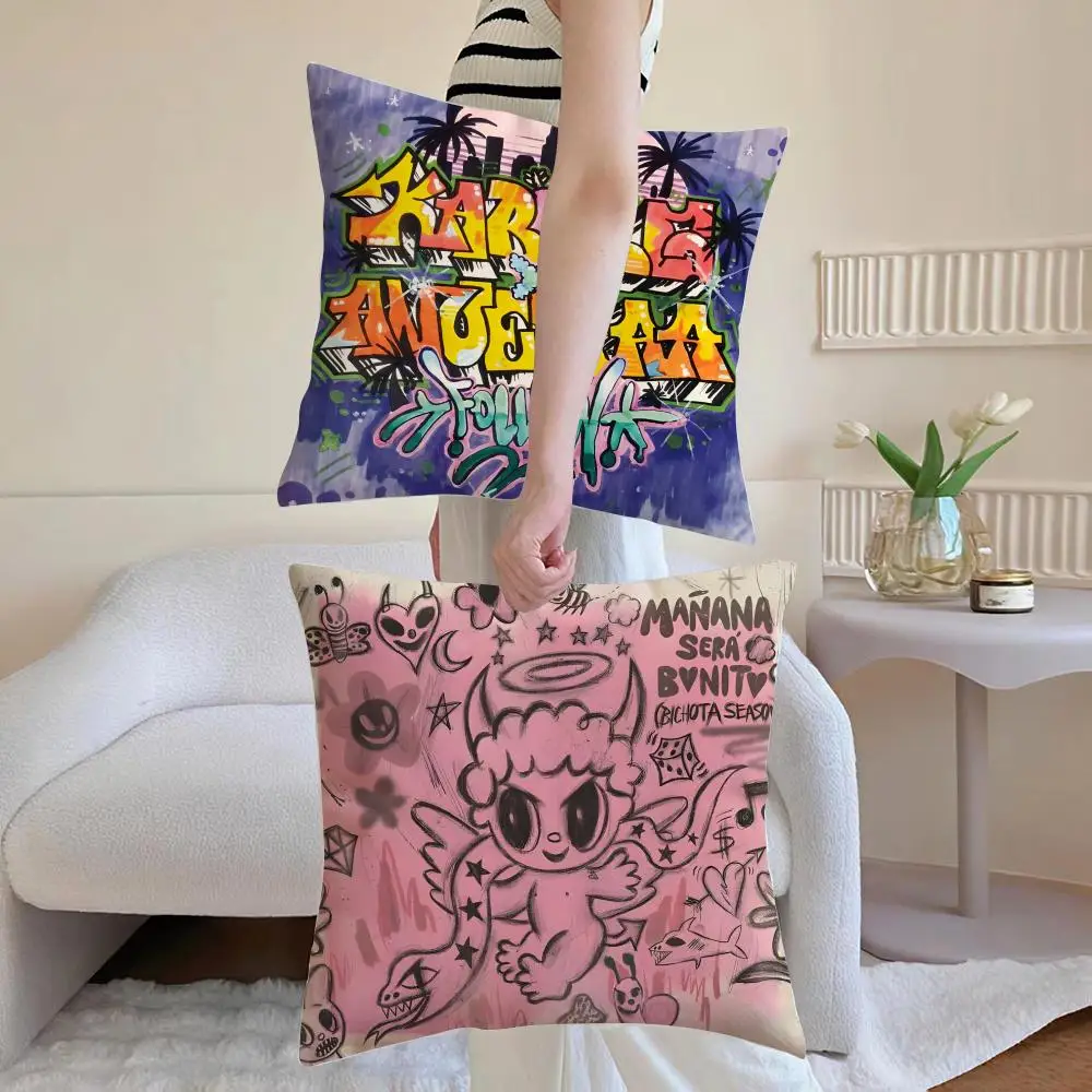 Singer K-KAROL G Cushion Cover Breathable Linen Pillowcase Summer Odorless Eco-Friendly Invisible Zipper Washable