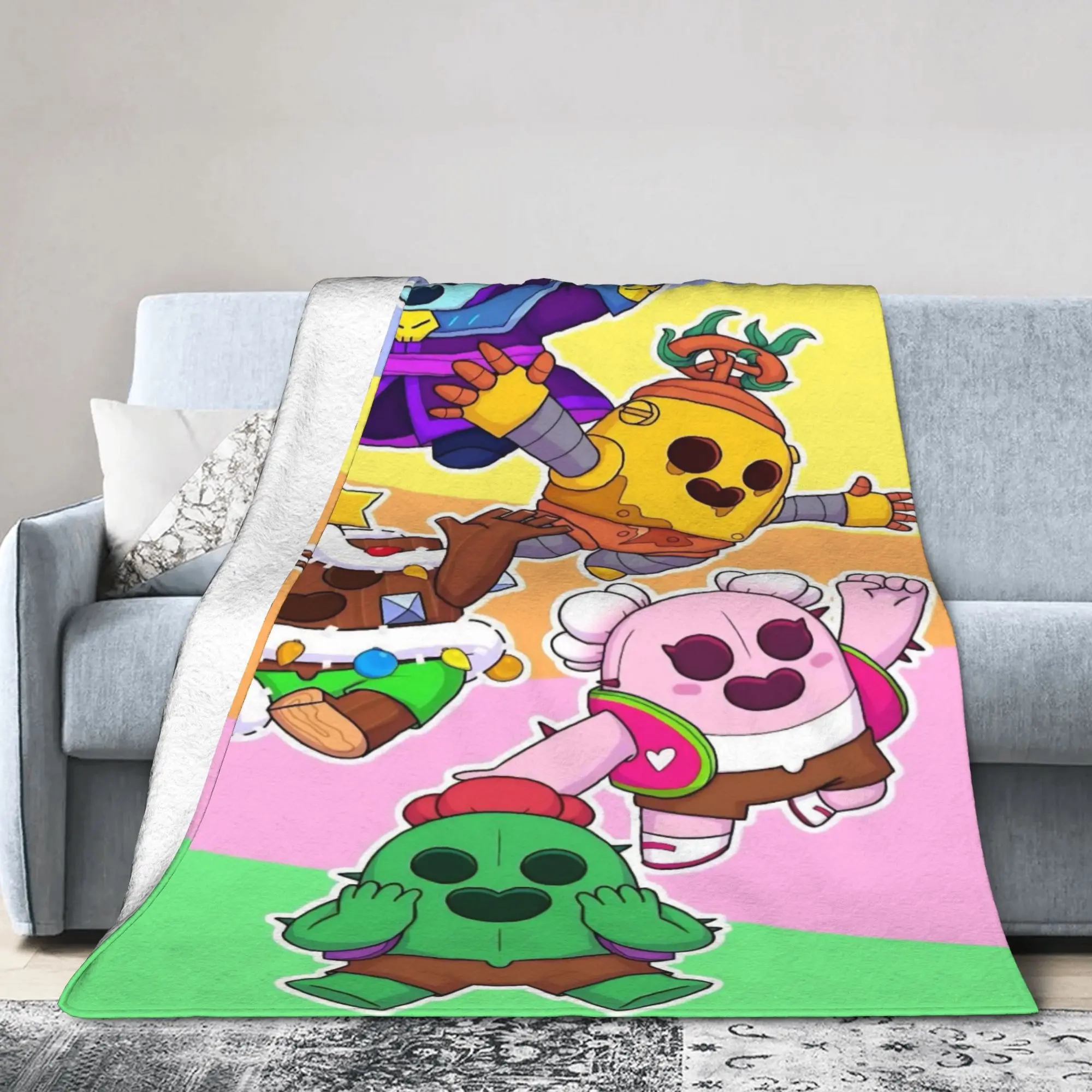 Sandy Leon Spike Game Blankets Coral Fleece Plush Spring/Autumn  Multi-function Thin Throw Blankets for Home Outdoor Quilt