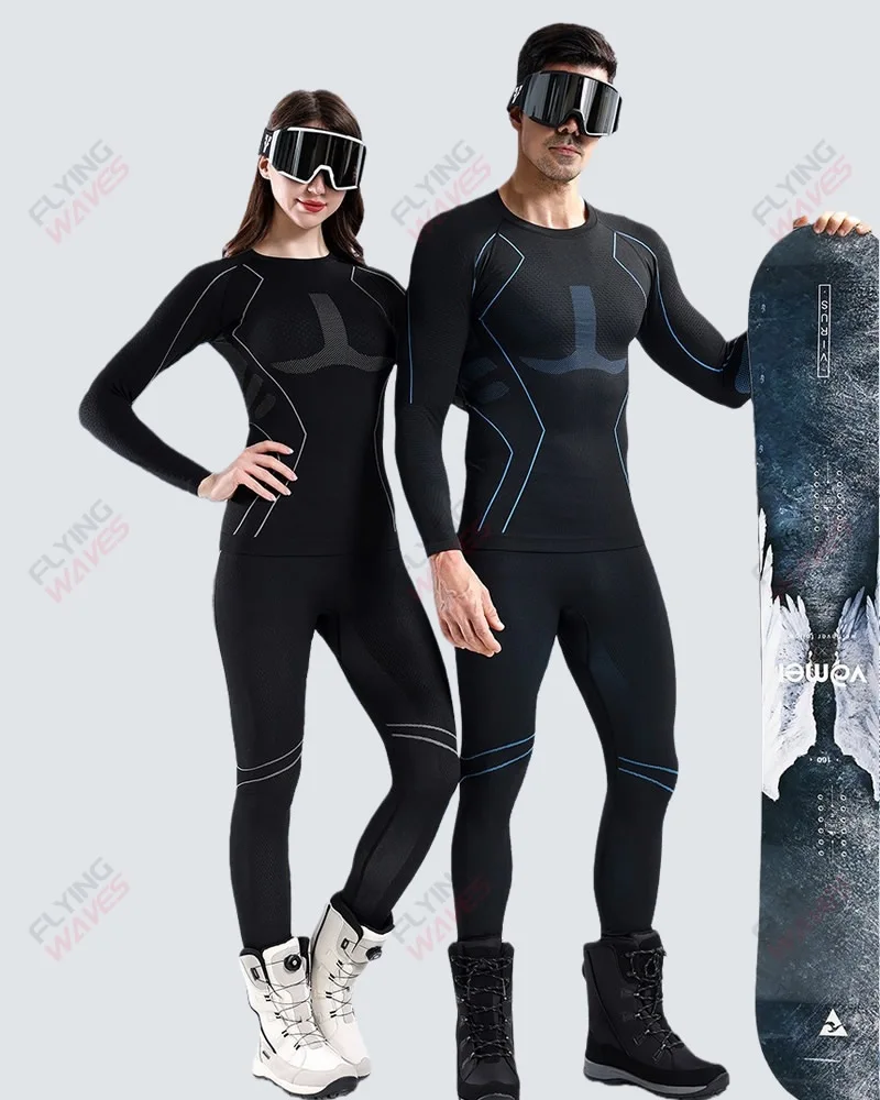 Adults Winter Outdoor Ski Underwear Set Men Women Quick-Dry Breathable Moisture-Wicking Compression Thermal Sports Undergarments
