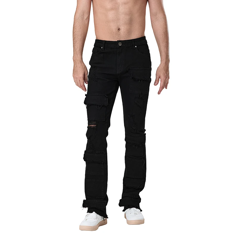 DistMurcia-Pantalon en denim déchiré pour homme, pantalon cargo skinny, streetwear décontracté, fjwith Pockets