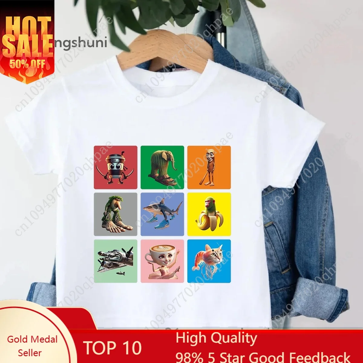 

Italian Brainrot Meme Cool T Shirt Boys/Girls Funny Kawaii Kids Clothes White/Pink/Yellow/Grey/Red/Black T-Shirt Summer T-Shirt