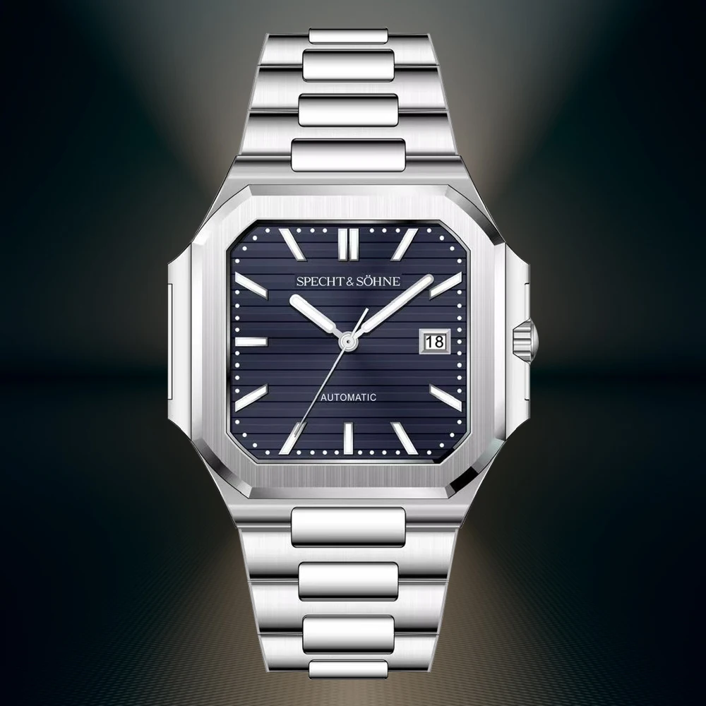 2026 Specht & Söhne 41MM Square Cubic 5711 Men's Watch Mechanical Watches Rose Gold Stainless Steel Sapphire Crystal Waterproof