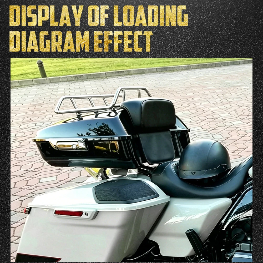 Motorcycle 7.5'' Razor Luggage Trunk Backrest Rack Mount Docking Hardware For Harley Touring Electra Street Road Glide 2014-2025
