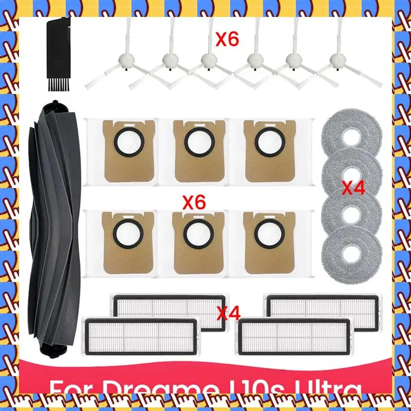 

A20M Ultimate Cleaning Kit для Dreame L10s Ultra: HEPA-фильтры, боковые и основные щетки, подушечки для швабры, мешки для пыли в комплекте