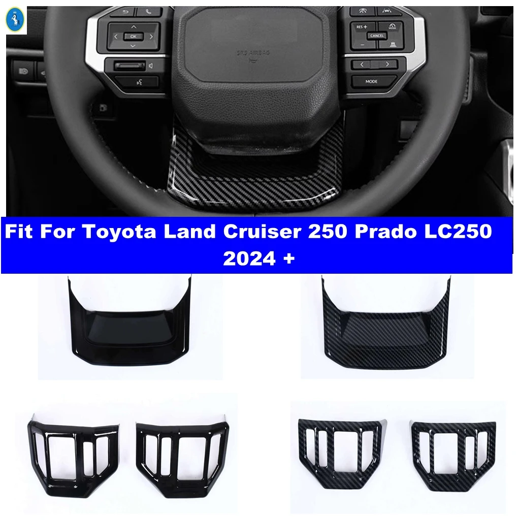 

Black / Carbon Fiber Steering Wheel Frame Decoration Cover Trim For Toyota Land Cruiser 250 Prado LC250 2024 2025 Accessories