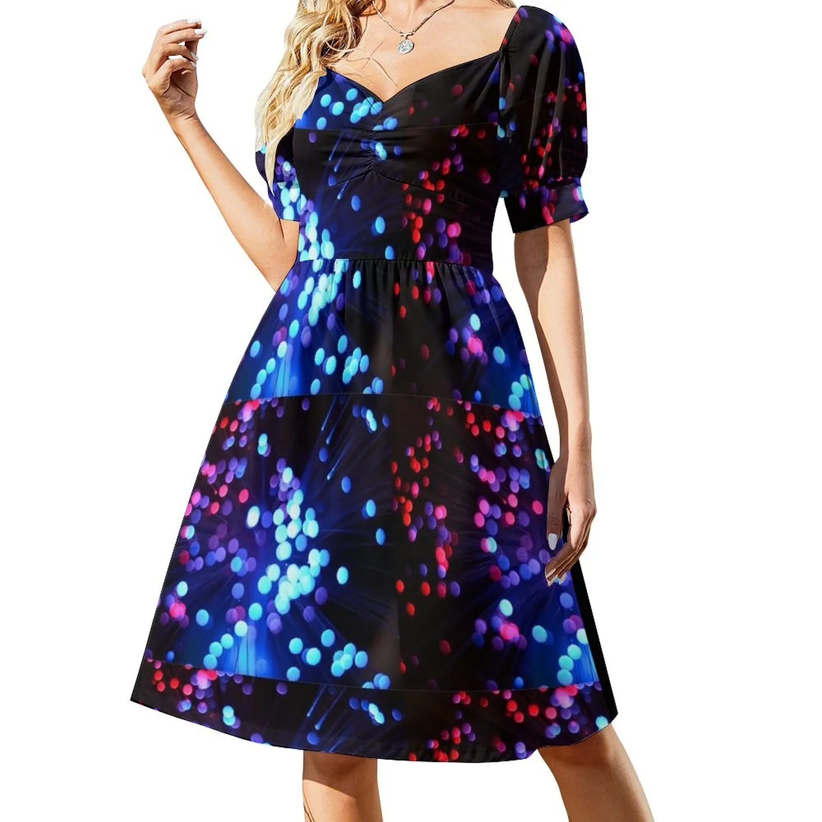 Fiber Optic lights Short Sleeved Dress dress party night party dresses women Dress