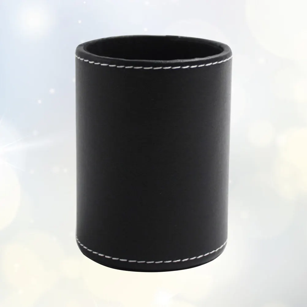 1Pcs Round Shape PU Pen Holder for Desk Desktop Pencil Container Makeup Brush Organizer Home Office School Clean Tidy Workspace