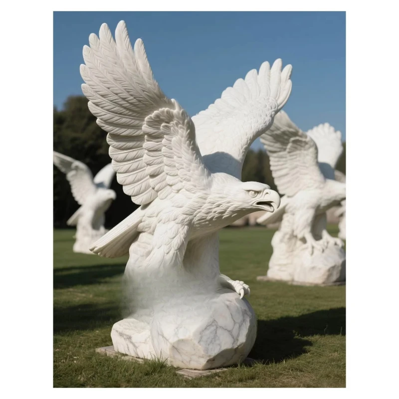 

Hand carved large white marble eagle sculpture outdoor garden art statue