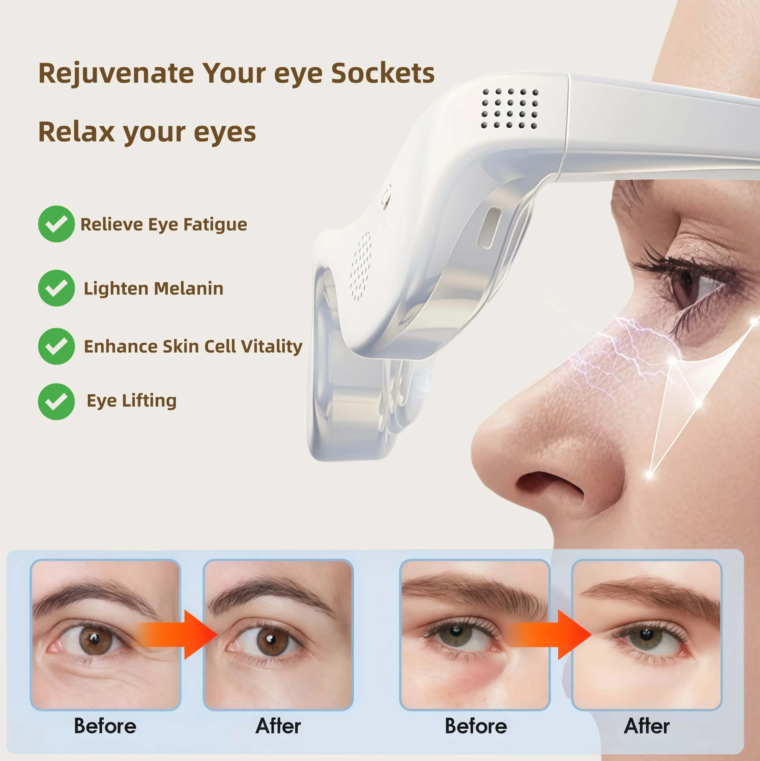 2Pcs Contour Eye Massager, Eye Beauty Instrument, Eye Care Instrument, suitable for dark circles, puffiness and fine lines