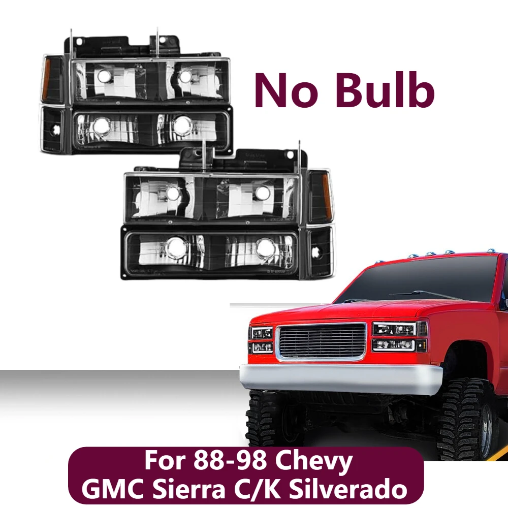 

Подходит для 88-98 Chevy GMC Sierra C/K Silverado, черная фара без лампы