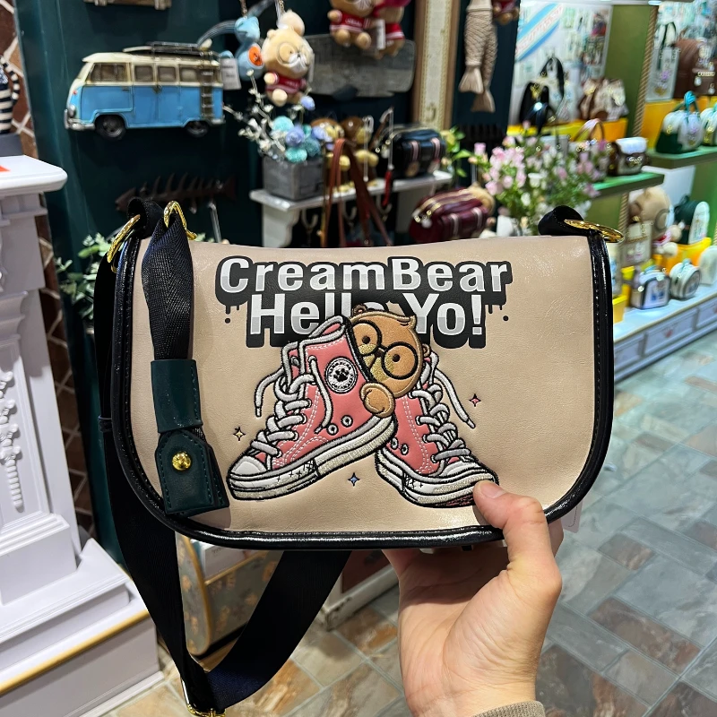 CREAM BEAR 2024 Fashion Crossbody Bags Cartoon Casual One Shoulder Bags Waist Bag High Quality Women's Dumpling Bag Chest Bag