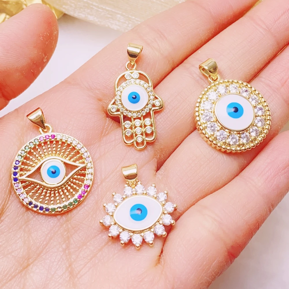 Juya DIY Talisman Pendant Jewelry Making Accessories Handmade Creative Hamsa Hand Fatima Greek Evil Eye Charms Supplies