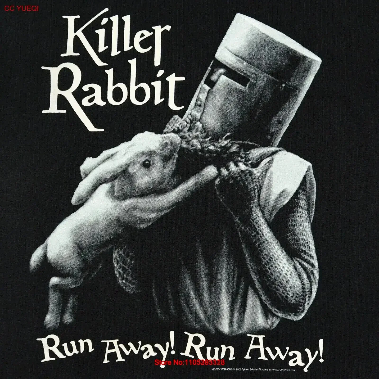 VTG Monty Python the Holy Grail film Killer Rabbit Run Away T Shirt Adult Sz M vintage Washed homme Soft graphic Casual fashion