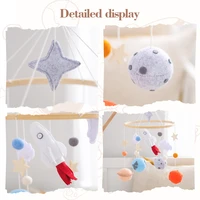 Wooden Baby Crib Bell Soothing Baby Movable Ringing Toy Space Rocket Hanging Crib Bracket Felt Ball Bed Bell Newborn Toy Gift 3