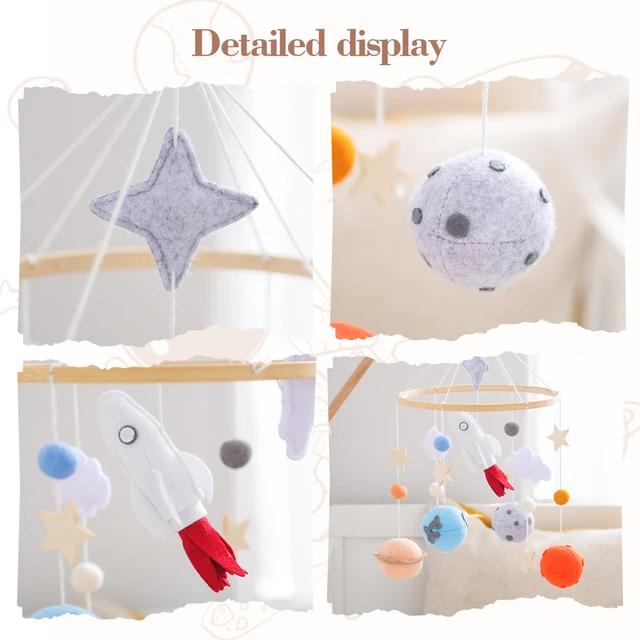 Wooden Baby Crib Bell Soothing Baby Movable Ringing Toy Space Rocket Hanging Crib Bracket Felt Ball Bed Bell Newborn Toy Gift 3 Wooden Baby Crib Bell Soothing Baby Movable Ringing Toy Space Rocket Hanging Crib Bracket Felt Ball Bed Bell Newborn Toy Gift 3